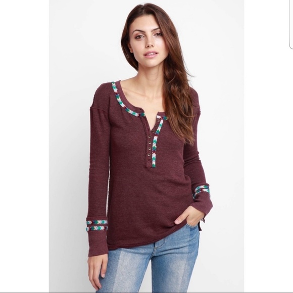 Free People Rainbow Thermal in Wine - Picture 2 of 5